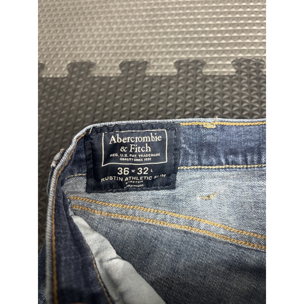 Abercrombie & Fitch Men's 36x32 Rustin Athletic Slim Jeans Medium Wash Stretch View 3